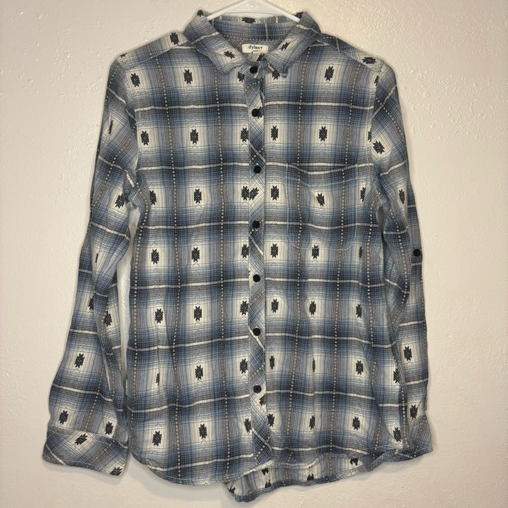 Dylan Shirt Women’s‎ Sz Small Blue Southwest Button Up Flannel Western Country